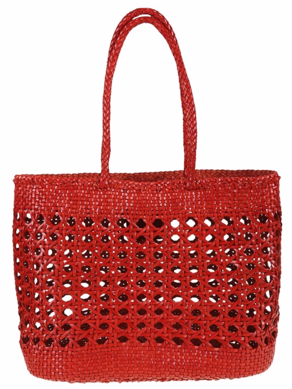 Dragon Diffusion Handwoven Eclipse Basket Bag Red Leather
